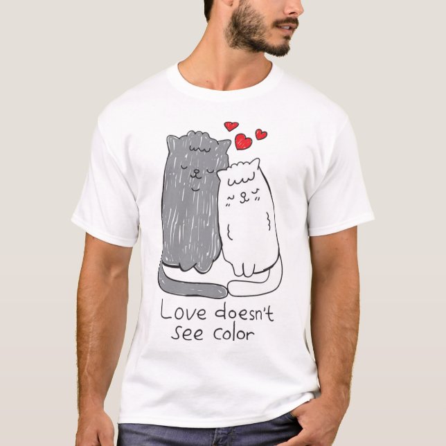 T-shirt Chat couple mignon (Devant)