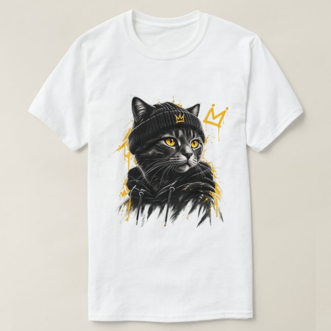T-shirt Chat Couronné – Conception Graphique de Chat Noir (Design devant)