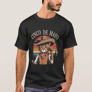 T-shirt Chat cow-boy Cinco de Mayo avec Sombrero