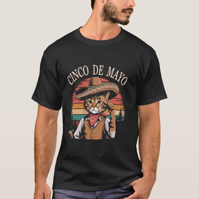 T-shirt Chat cow-boy Cinco de Mayo avec Sombrero (Devant)
