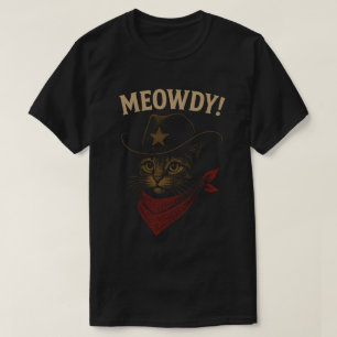 T-shirt Chat Cowboy Drôle "Meowdy" Design Western 