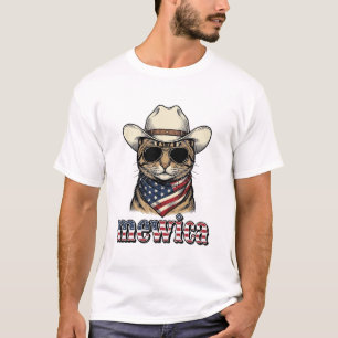 T-shirt Chat Cowboy Patriotique Mewica Design Vectoriel Vi