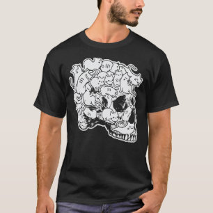 T-shirt Chat Crâne de Kitty Squelette Crâne d'Halloween