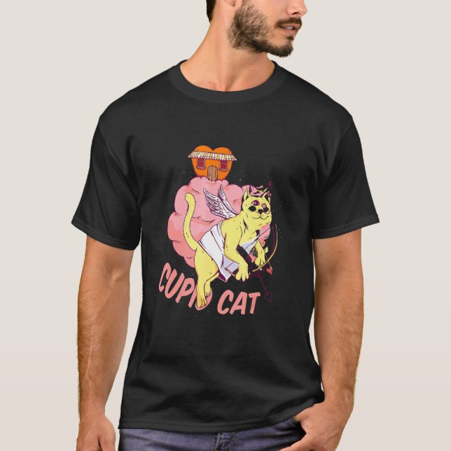 T-shirt chat Cupidon de la Saint-Valentin (Devant)