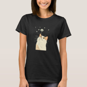 T-shirt Chat curieux avec pissenlit dans les pattes pour u