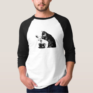 T-shirt Chat curieux de tous les jours avec du thé
