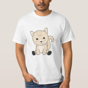 T-shirt Chat Cute Animaux Fourrure Nez Tabby Chats Beiges