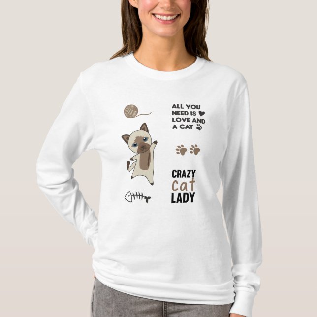 T-shirt Chat Cute Animaux Sticker Set Chats Love (Devant)