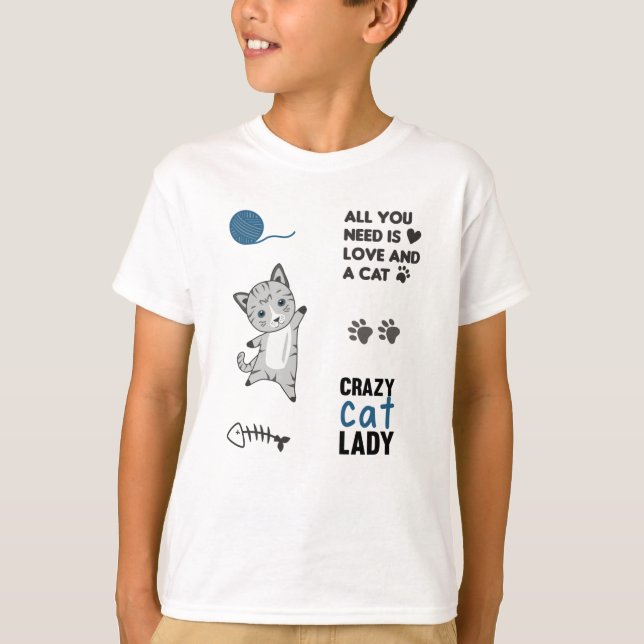 T-shirt Chat Cute Animaux Sticker Set Lover Chats (Devant)