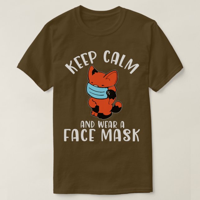 T-shirt Chat Cute Avec Masque Visage Gardez Le Calme Et Po (Design devant)