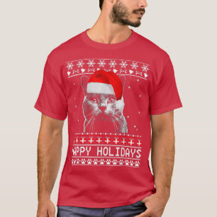 T-shirt Chat Cute Joyeux Fêtes de Noël Amoureux des chats 