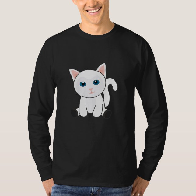 T-shirt Chat Cute Kitten Blanc Chats Cute Animaux (Devant)
