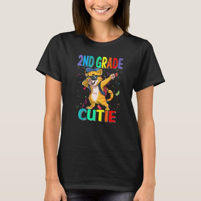 T-shirt Chat Cutie De 2E Année Retour À L'École (Devant)