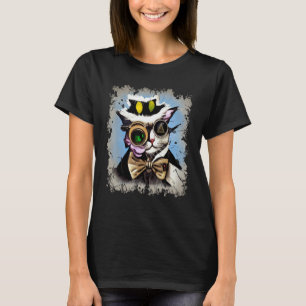 T-shirt Chat cyborg Illuminati effrayant monocle vapeur je
