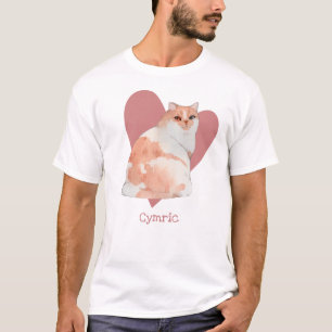 T-shirt Chat Cymric Aquarelle Kitty Coeur rose