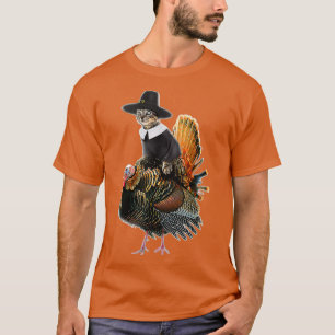 T-shirt Chat d'Action de grâce Costume de pèlerinage Thank