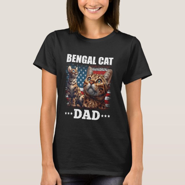 T-shirt Chat Daddy BENGAL CAT DAD America Funny Bengale Fa (Devant)