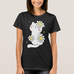 T-shirt Chat Daisy Ressort Chat Kitten Floral Avec Animal