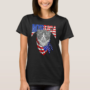 T-shirt Chat d'Amérique Joyeux 4 juillet Drapeau Américain