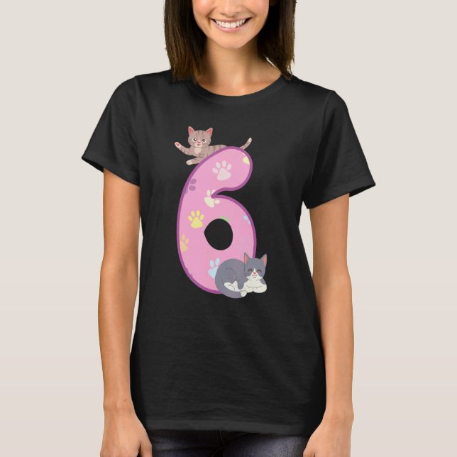 T-shirt Chat d'anniversaire 6 ans  Fête d'anniversaire de  (Devant)