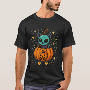 T-shirt Chat dans fusée citrouille