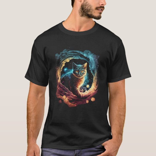 T-shirt Chat Dans La Galaxie Et L'Espace Kitten Tête De Ch (Devant)