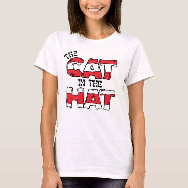 T-shirt Chat dans le Casquette | Texte en bande rouge et b (Devant)