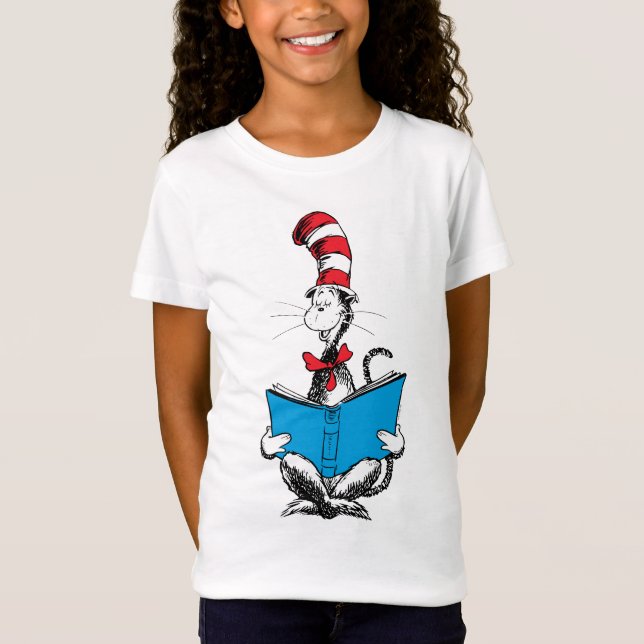 T-Shirt Chat dans le chapeau en lecture (Devant)