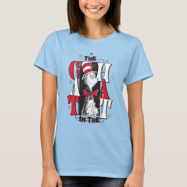 T-shirt Chat dans le Chapeau | Texte B & N (Devant)
