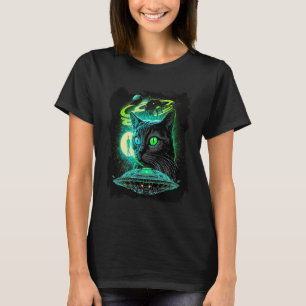 T-shirt Chat Dans L'espace Alien Abduction UFO Science-Fic