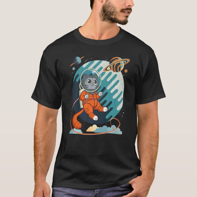 T-shirt Chat dans l'espace Chat spatial Nerd  2 (Devant)