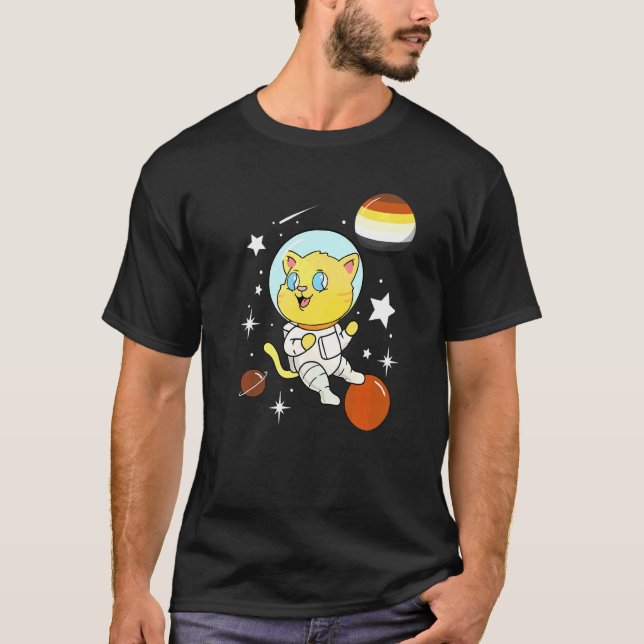 T-shirt Chat Dans L'espace Fierté Ours Gay (Devant)