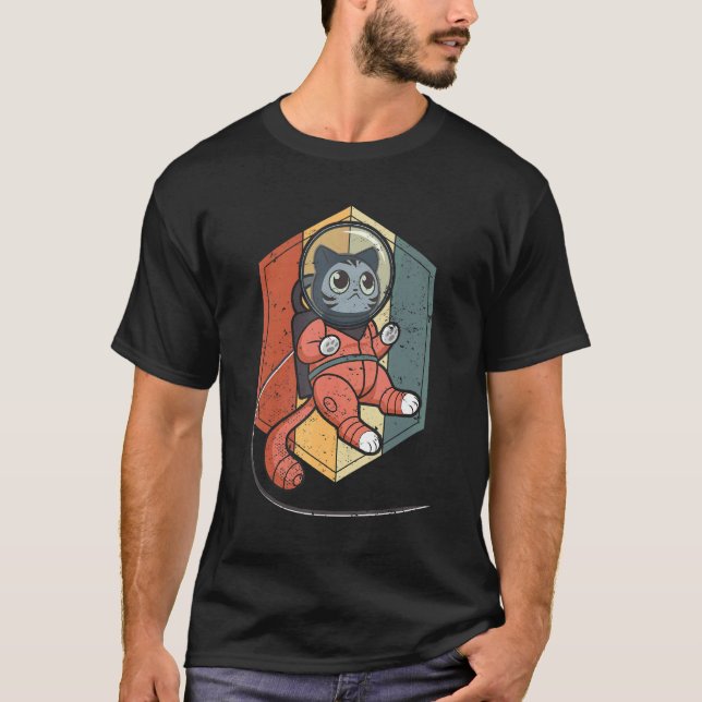 T-shirt Chat dans l'espace Space Cat Nerd 1 (Devant)