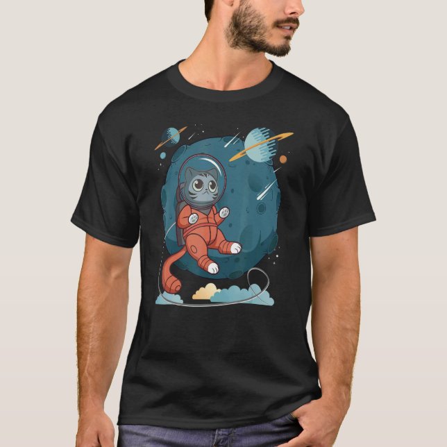 T-shirt Chat dans l'espace Space Cat Nerd 4 (Devant)