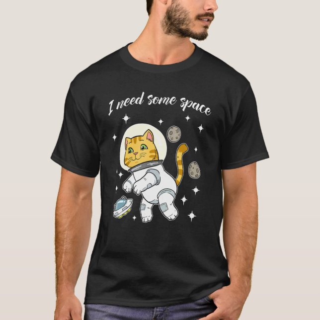 T-shirt Chat Dans L'Espace Sur Galaxy Universe Cosmos Kitt (Devant)