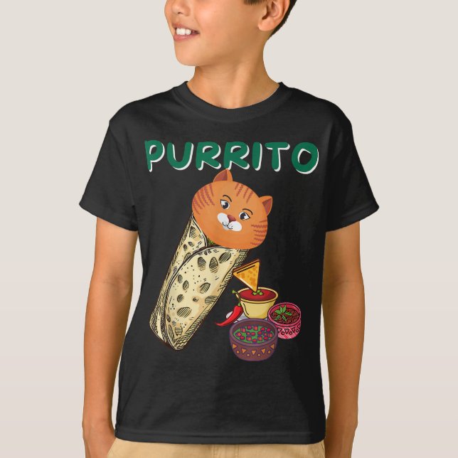 T-shirt Chat Dans Un Purrito | Anniversaire Pour Fils (Devant)
