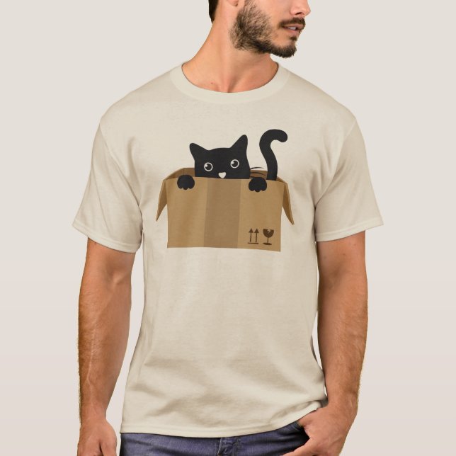 T-shirt Chat dans une boîte Cute Design animal (Devant)