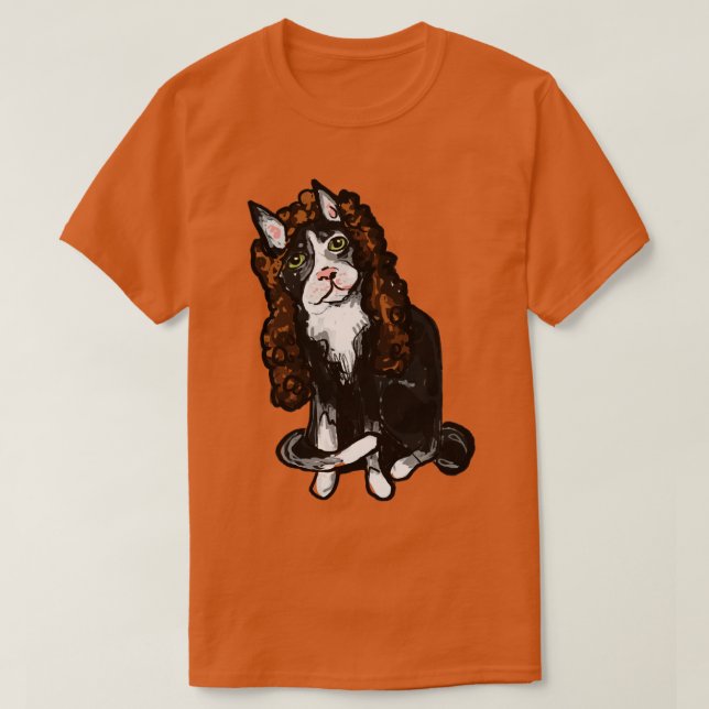 T-shirt Chat dans une perruque marron (Design devant)
