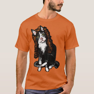 T-shirt Chat dans une perruque marron