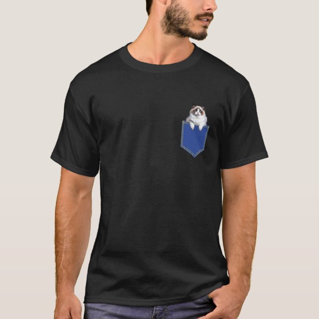 T-shirt Chat Dans Une Poche Chat Maman Papa (Devant)
