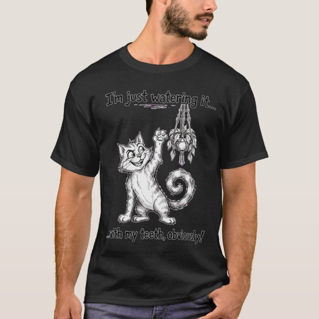 T-shirt Chat d'arrosage des plantes (Devant)