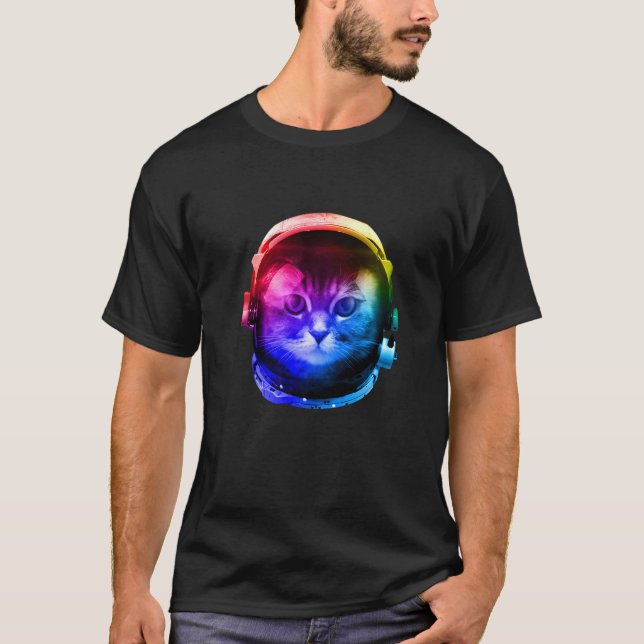 T-shirt Chat d'astronaute coloré (Devant)