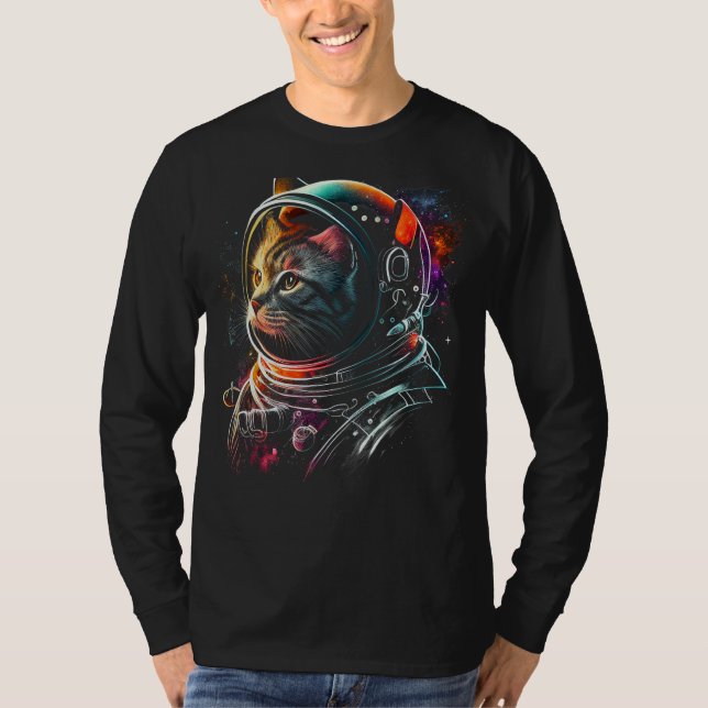 T-shirt Chat d'astronaute ou chat drôle d'espace sur la Ga (Devant)
