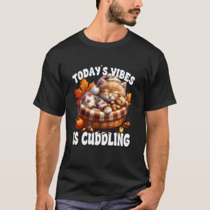 T-shirt Chat d'automne dans un lit de chaton avec des dict
