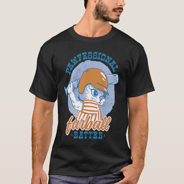 T-shirt Chat de baseball Professionnel Furball batteur (Devant)