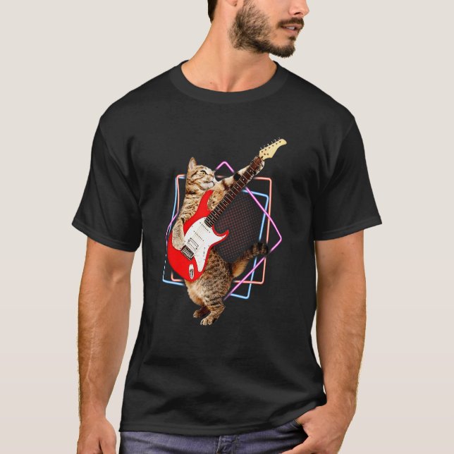 T-shirt Chat de basse  Petit chat rock sur une guitare bas (Devant)