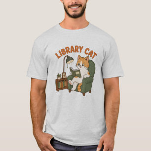 T-shirt Chat de bibliothèque lisant un livre Illustration