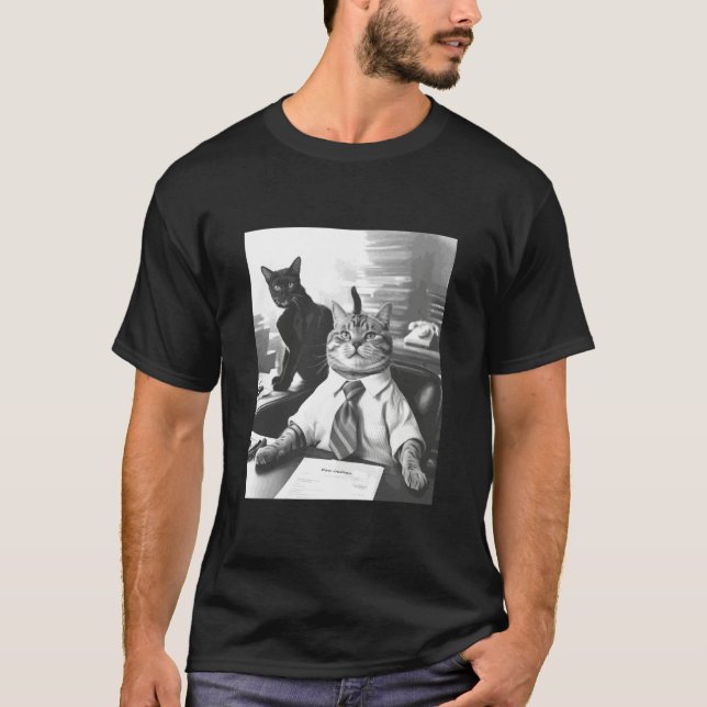 T-shirt Chat de bureau des affaires (Devant)