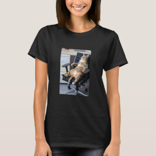 T-shirt Chat de bureau drôle de chaton stressé Mème