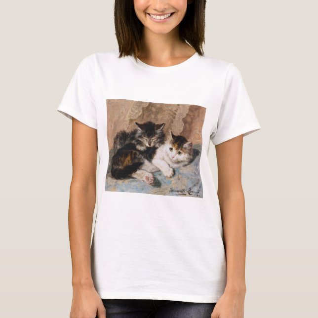 T-shirt Chat de calicot et peinture grise de beaux-arts de (Devant)